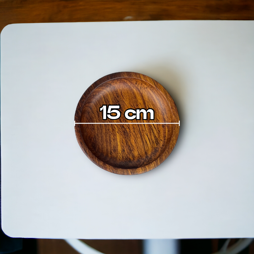 3 Set Natural Wooden Small Plates - RUSTIC