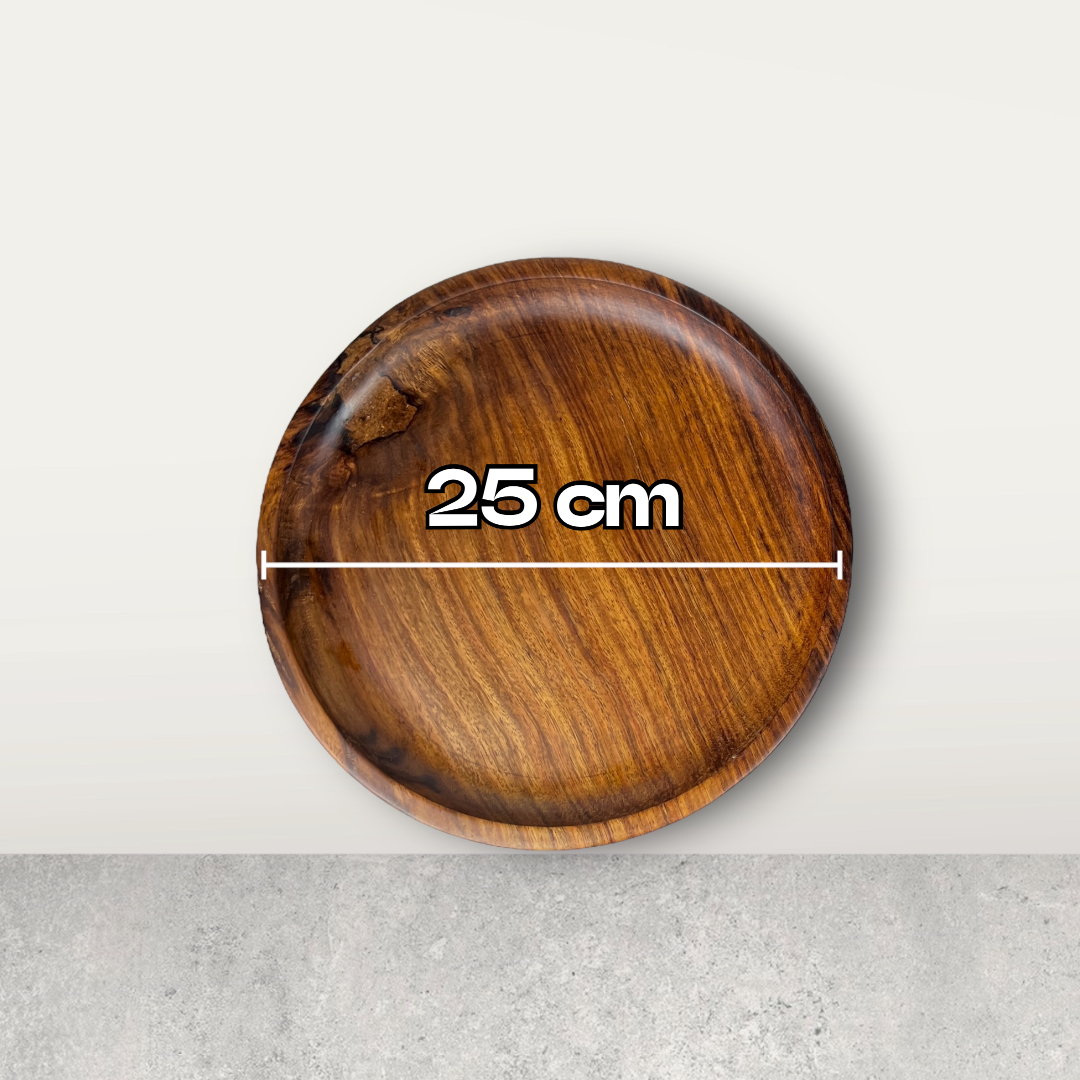 3 Set Natural Wooden Large Plates - RUSTIC