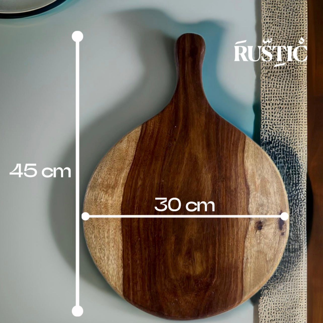Natural Wooden Circular Cutting Board - RUSTIC