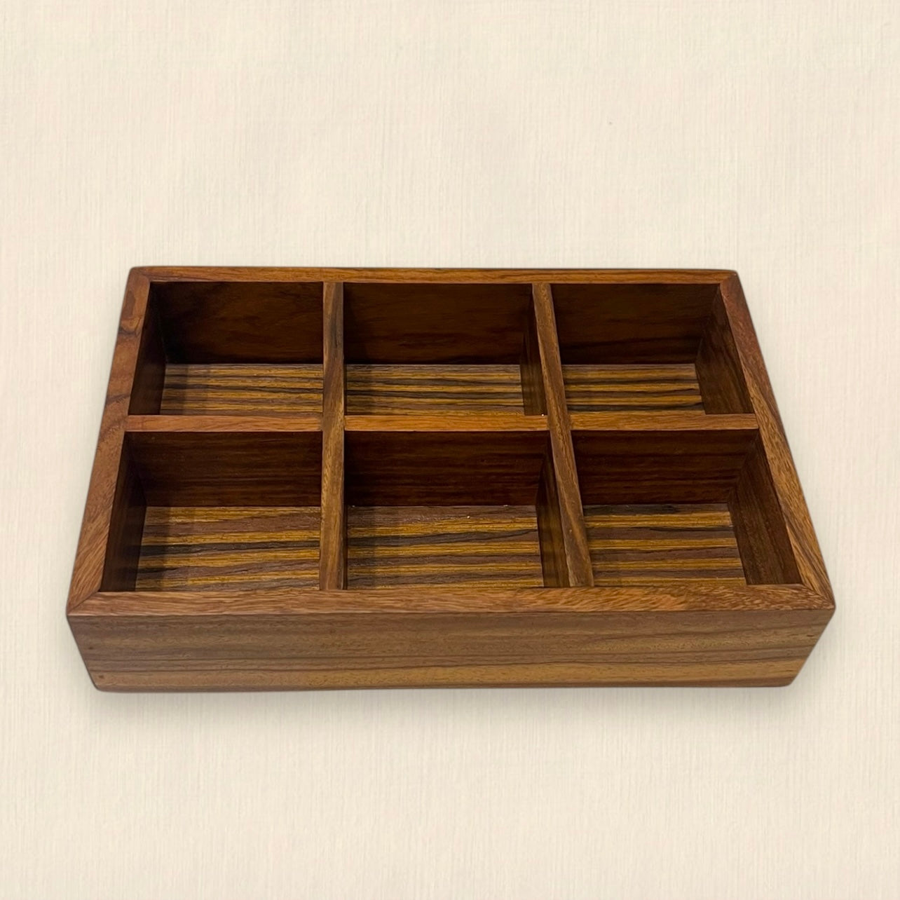 Natural Wooden Compartment Box - RUSTIC