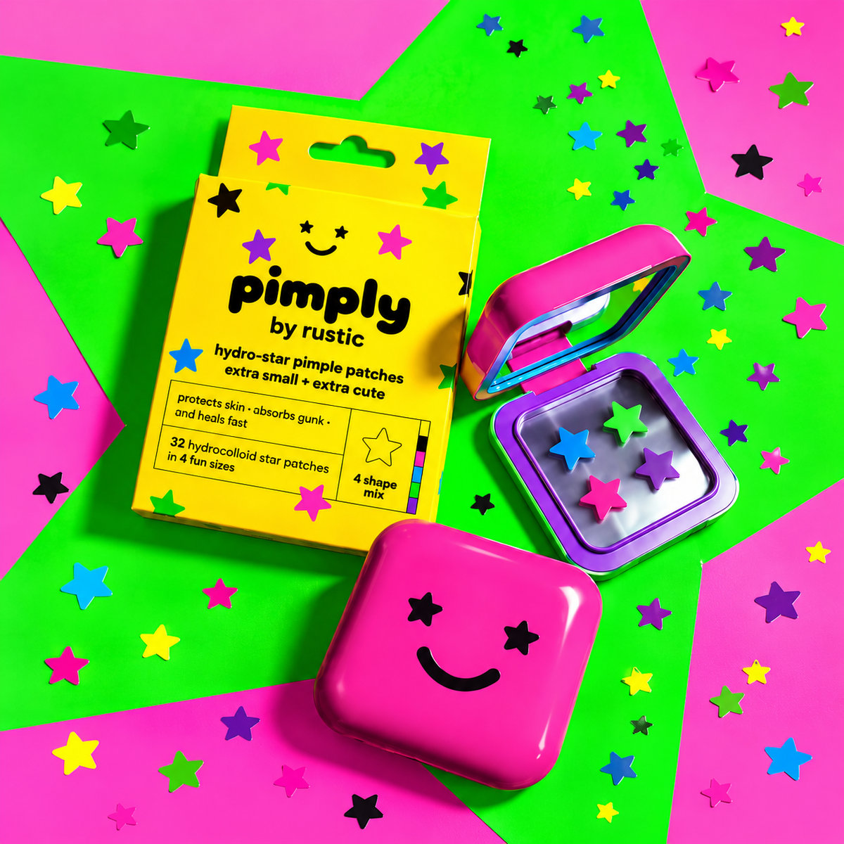 Pimply by Rustic pimple patches box and pink compact