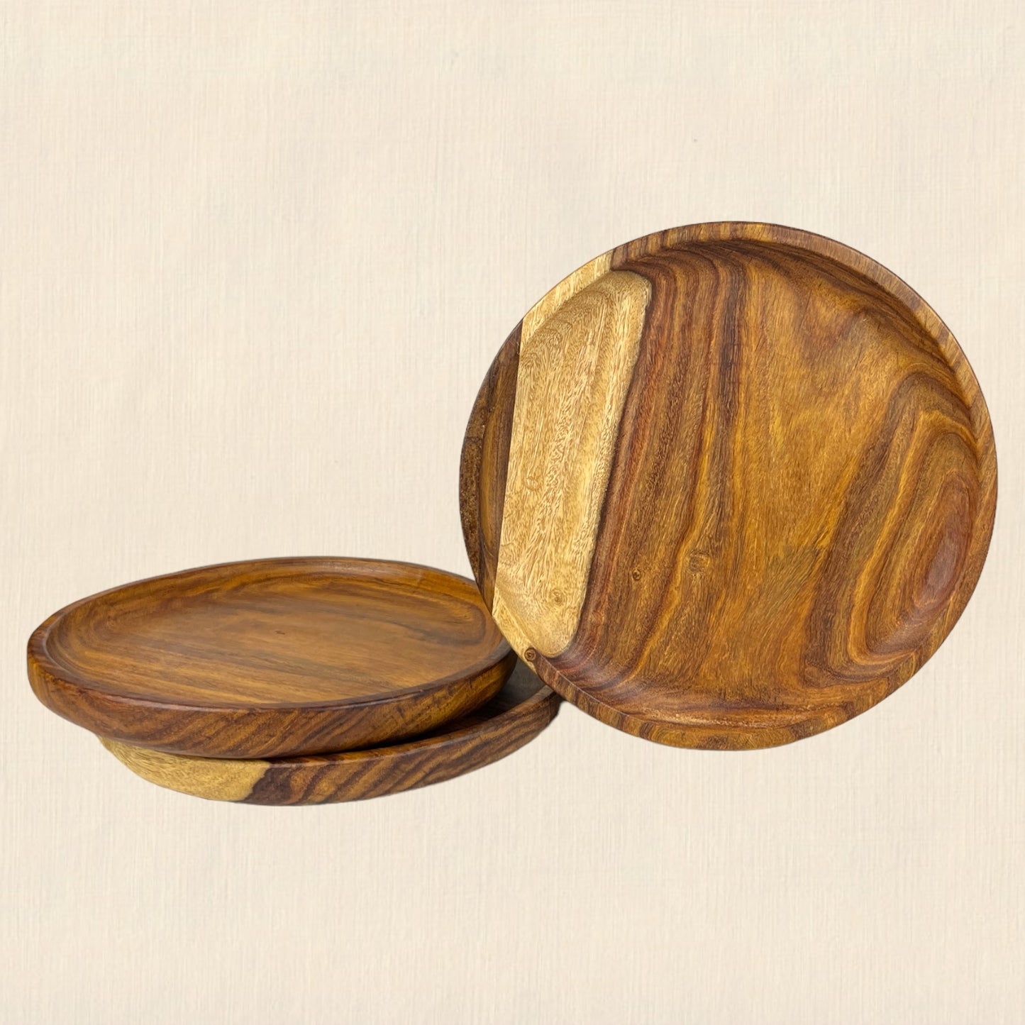 3 Set Large Natural Wooden Plates