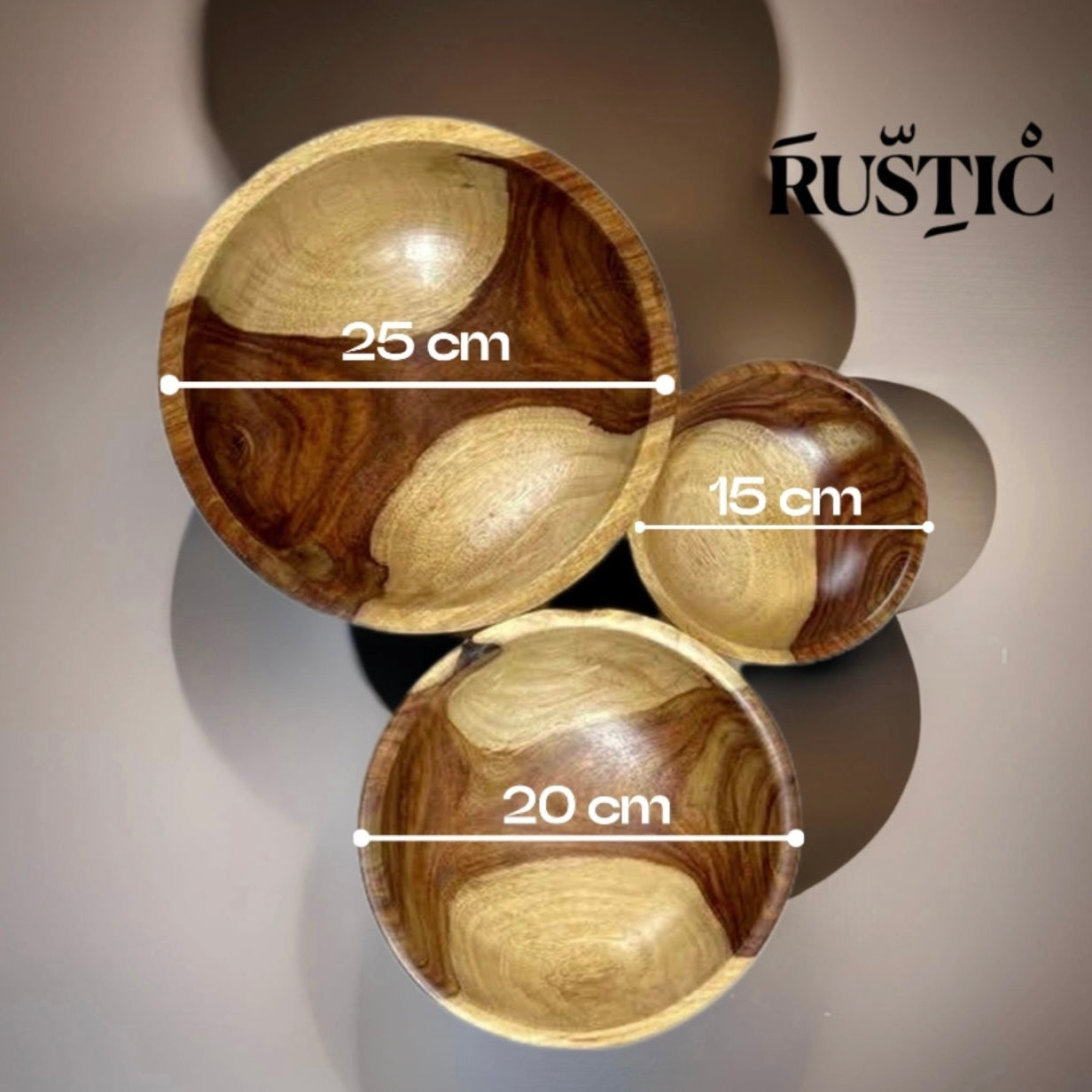 3 Set Natural Wooden Bowls