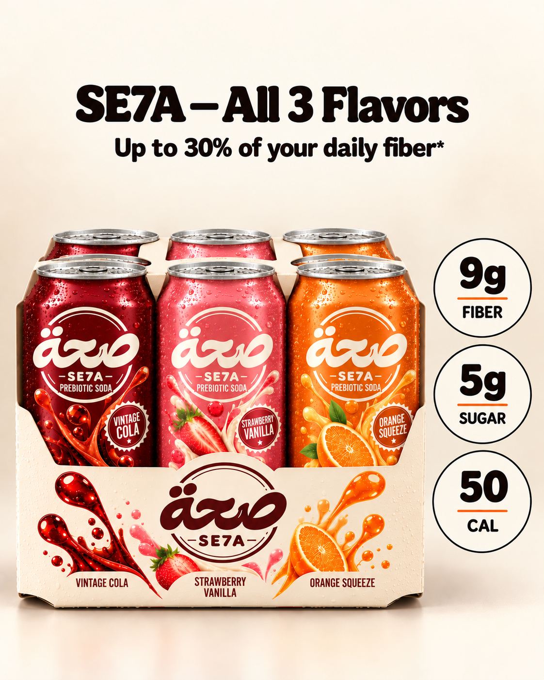 SE7A – Mixed Case (2 Vintage Cola + 2 Strawberry Vanilla + 2 Orange Squeeze) | 6-Pack